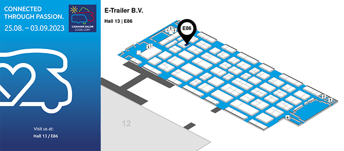 In diesem Jahr zeigt E-Trailer am Messestand in Halle 13 Stand E 86 sein neuestes Produkt: das E-Trailer Starterpaket Plus mit E-Track&Trace! Interessierte Besucher des CARAVAN SALON können sich unsere Produkte vorführen lassen und alle Informationen über sicheres und komfortables Smart Caravaning erhalten.