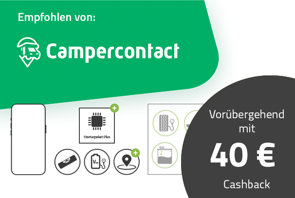 Cashback promotion on the Campercontact-E-Trailer package Receive €40 back when you purchase your Campercontact-E-Trailer package.