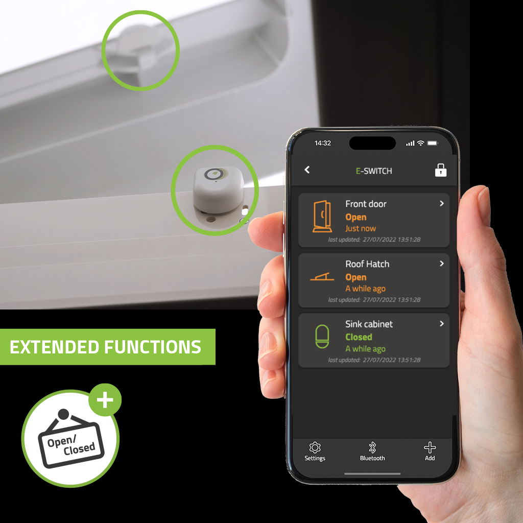 There is nothing more terrifying than the idea of thieves daring to break in while you sleep. That is why we further developed E-Switch to serve as an effective burglar alarm. Whenever a door, skylight or window is opened without your permission, you immediately receive an alert (alarm notification) on your smartphone.  You can easily activate the alarm in the E-Trailer app. Combined with E-Track&Trace and E-Movement, it offers a complete security system. 

And more ...
Roof hatch or a window still open when you drive off; that won’t happen to you with E-Trailer’s E-Switch module. Within a split second, you receive a notification on your smartphone, so you can stop before anything is damaged. This makes damage to an open roof hatch or window a thing of the past.

* A subscription is required to make the internet connection with the Starter Package Plus.