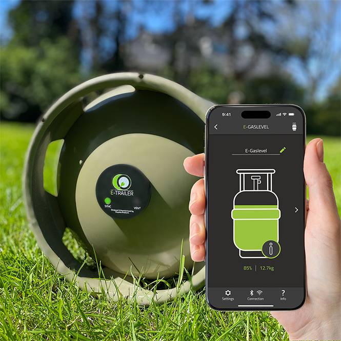 De E-Gaslevel plaatst u eenvoudig met magneten aan de onderzijde van de stalen gasfles of met een adapter/beugel voor aluminium gasflessen.