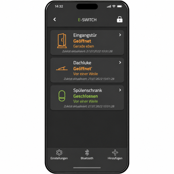 E-Switch Einbruchalarm für Wohnmobil und Wohnwagen mit Warnung bei geöffneten Türen, Fenstern und Dachluken